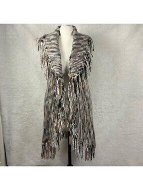 Chico’s Drama Fringe Nolan multicolor medium Cardigan Vest Boho Style layering